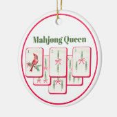 Mahjong Queen Mahjong Christmas Bam Tiles Keramisch Ornament (Links)