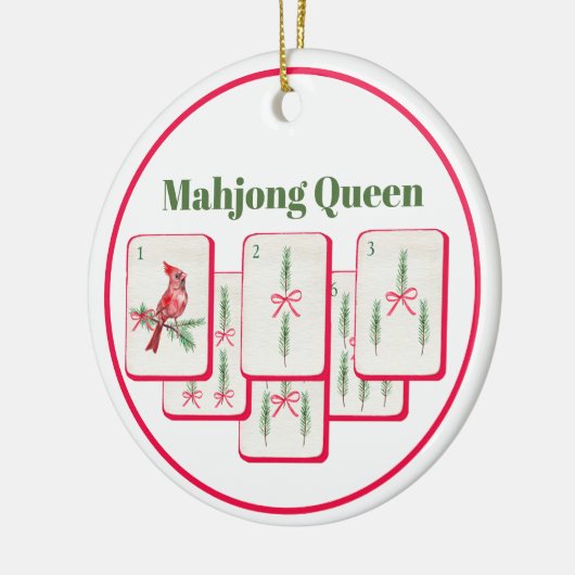 Mahjong Queen Mahjong Christmas Bam Tiles Keramisch Ornament (Links)