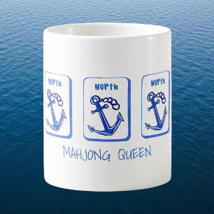 Mahjong Queen Nautilus / Blauwe Anker Tegels Kust Koffiemok