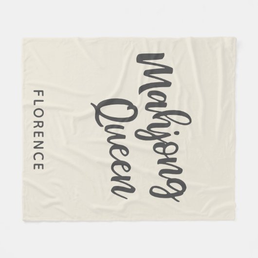 Mahjong Queen Personalized Cream and Gray Fleece Deken (Voorkant (Horizontaal))