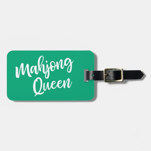 Mahjong Queen Personalized Name in Green Bagagelabel (Voorkant horizontaal)