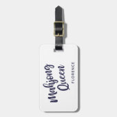 Mahjong Queen Persoonlijke naam | Wit en blauw Bagagelabel (Voorkant verticaal)