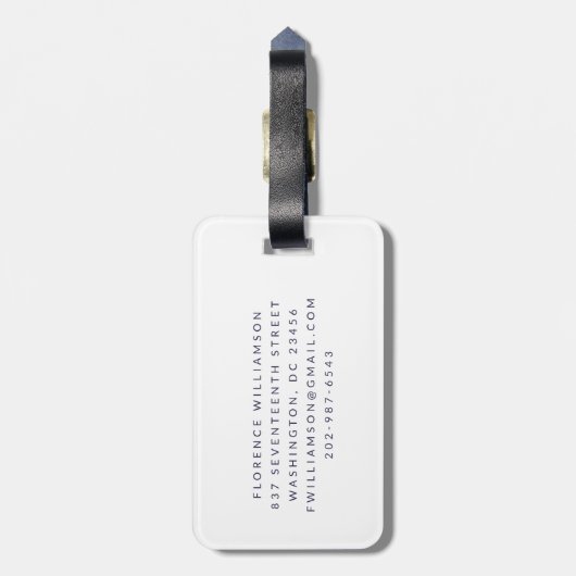 Mahjong Queen Persoonlijke naam | Wit en blauw Bagagelabel (Achterkant verticaal)