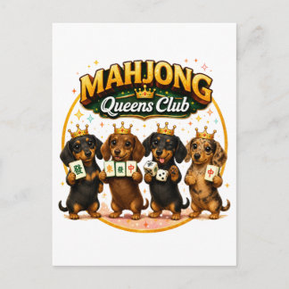 Mahjong Queens Club Schattige Dachshonden Aankondigingskaart