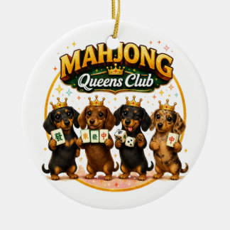 Mahjong Queens Club Schattige Dachshonden Keramisch Ornament