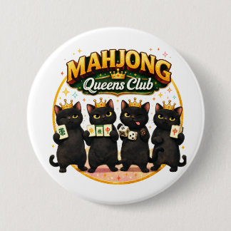 Mahjong Queens Club Schattige Zwarte Katten Ronde Button 7,6 Cm