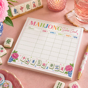 Mahjong Scorekaart Bloemendesign Notitieblok