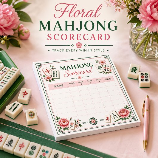 Mahjong Scorekaart Bloemig Notitieblok
