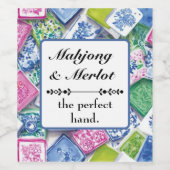 Mahjong servet wijn etiket (Enkel label)