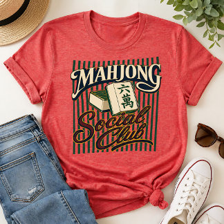 Mahjong Social Club Retro Vetgedrukt Tri-Blend Shirt