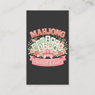 Mahjong Social Club Roze Bloemboog Visitekaartje