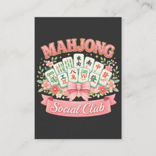 Mahjong Social Club Roze Bloemboog Visitekaartje