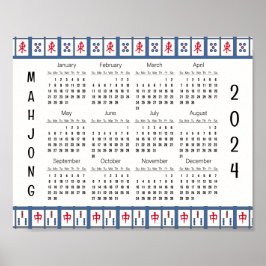Mahjong spel Tegels 2024 Kalender Poster