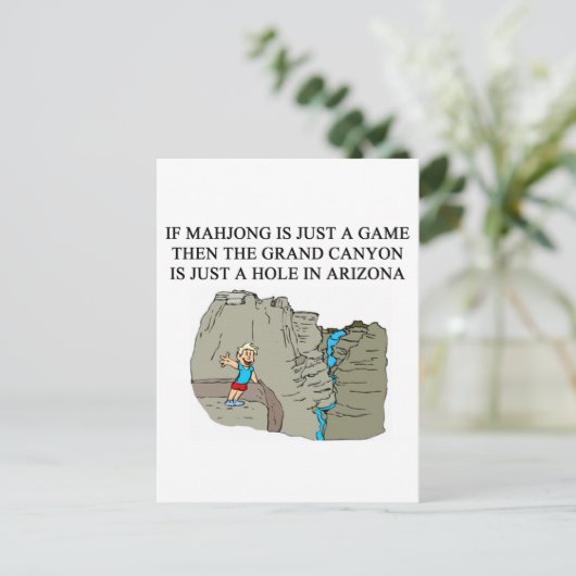 MAHJONG-speler Briefkaart (Staand voorkant)