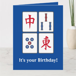 Mahjong-spelstenen ontwerp wenskaart kaart