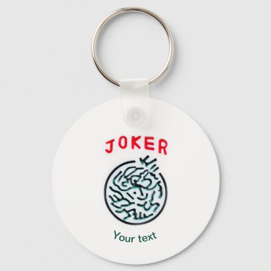 MahJong-spelsymbool Joker tegel Sleutelhanger (Voorkant)