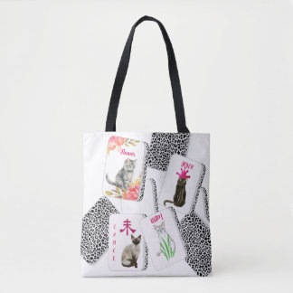 Mahjong-tas met katte tegels tote bag