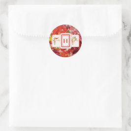 Mahjong Tegel Floral Monogram Sticker
