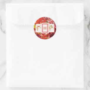 Mahjong Tegel Floral Monogram Sticker