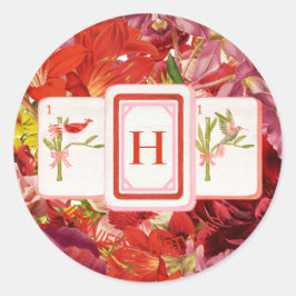 Mahjong Tegel Floral Monogram Sticker