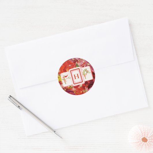 Mahjong Tegel Floral Monogram Sticker (Envelop)