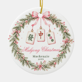 Mahjong-tegel Kerstkrans Keramisch Ornament