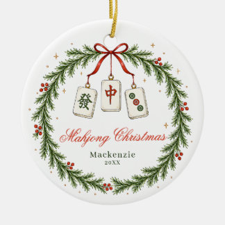 Mahjong-tegel Klassieke Krans Kerstmis Keramisch Ornament