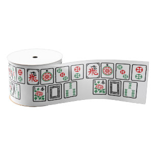 Mahjong Tegels #1 Ontworpen voor 3” Grosgrain Lint
