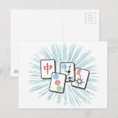 Mahjong Tegels Blue Briefkaart (Voorkant / Achterkant)