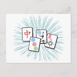 Mahjong Tegels Blue Briefkaart