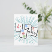 Mahjong Tegels Blue Briefkaart (Staand voorkant)