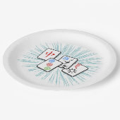 Mahjong Tegels Blue II Papieren Bordje (Gekanteld)