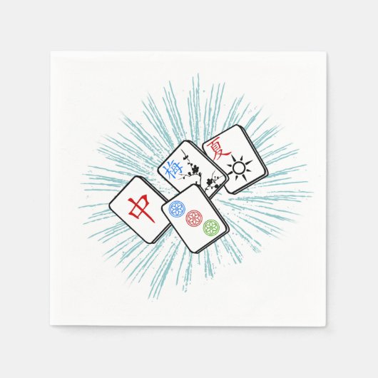 Mahjong Tegels Blue Servet (Voorkant)