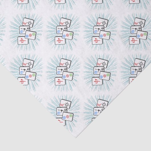 Mahjong Tegels Blue Tissuepapier (Detail)
