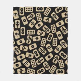 Mahjong tegels brown op zwart fleece deken