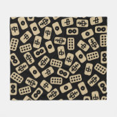 Mahjong tegels brown op zwart fleece deken (Voorkant (Horizontaal))