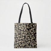 Mahjong tegels brown op zwart tote bag (Voorkant)