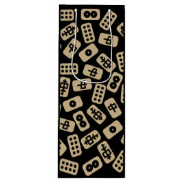 Mahjong tegels brown op zwart wijn cadeautas