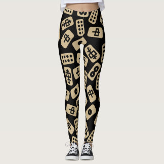 Mahjong Tegels Bruin op Zwart Leggings