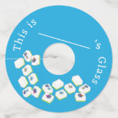 Mahjong Tegels Dot Crak Bam RED Wijnglaslabel (Voorkant)