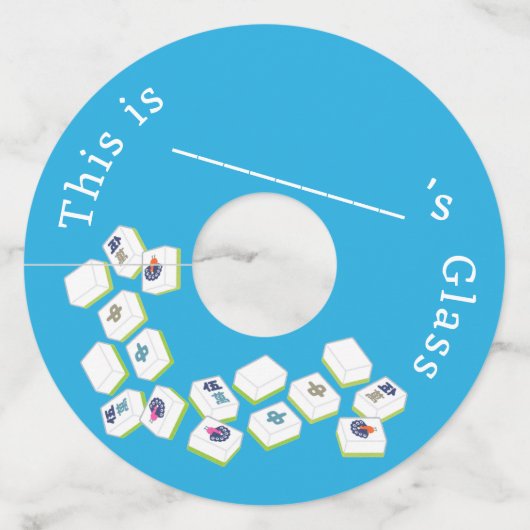 Mahjong Tegels Dot Crak Bam RED Wijnglaslabel (Voorkant)