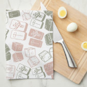 Mahjong tegels en dobbelstenen roze en groen theedoek (Quarter Fold)