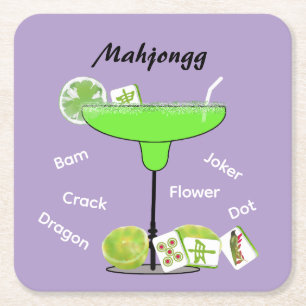 Mahjong Tegels en Margarita Papieren Onderzetter