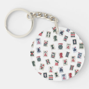 MahJong tegels en symbolen patronen Sleutelhanger