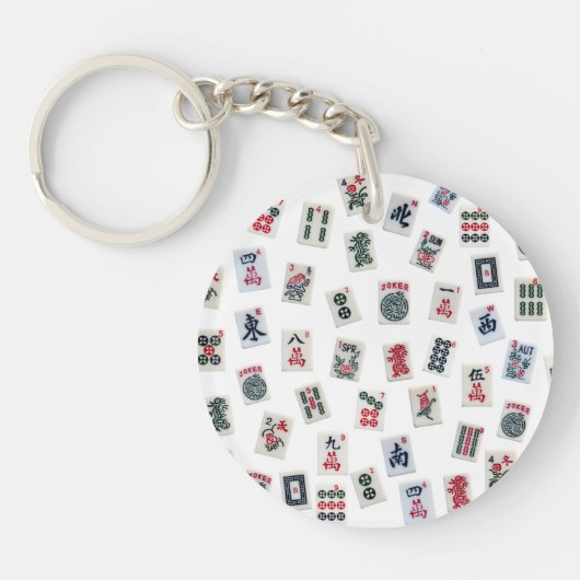 MahJong tegels en symbolen patronen Sleutelhanger (Voorkant)