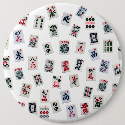MahJong tegels en symboolpatronen Ronde Button 6,0 Cm (Voorkant)