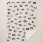 MahJong tegels fotografie op badge achtergrond Sherpa Deken (Voorkant)