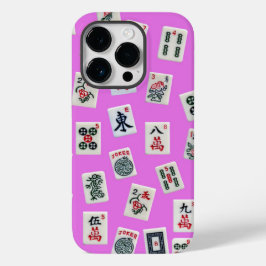 MahJong tegels fotografie op roze achtergrond Case-Mate iPhone 14 Pro Hoesje