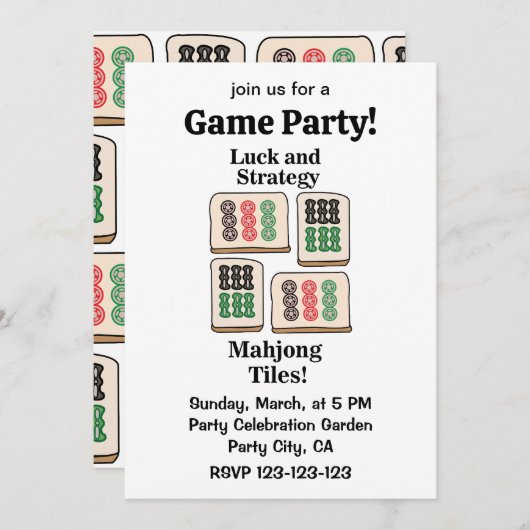 Mahjong Tegels Luck Strategy Player Fans Kaart (Voorkant / Achterkant)