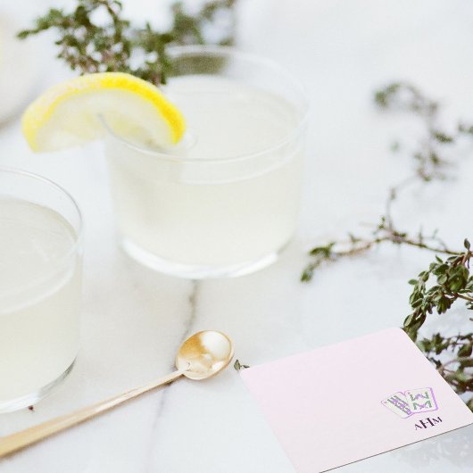 Mahjong Tegels Monogram Lavender Kartonnen Onderzetters